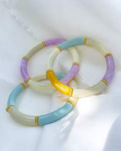 Pulsera de Cuentas Redondas de Resina Hecha a Mano, Joyería Colorida y Ligera - Product Image 1