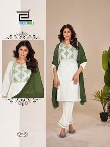 Maruti moda mujer Festival boda desgaste rayón 14Kg bordado indio y pakistaní Top pantalón con Nazneen Dupatta - Product Image 2