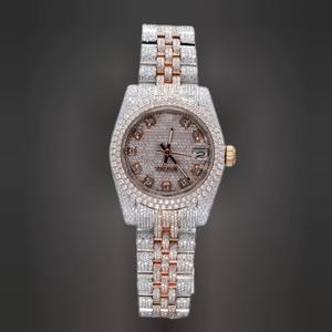 Reloj de Pulsera de Alta Calidad para Hombre, Chapado en Oro Rosa, Completamente Adornado con Diamantes de Moissanita, Estilo Hip Hop, para Eventos y Fiestas, en Venta - Product Image 1