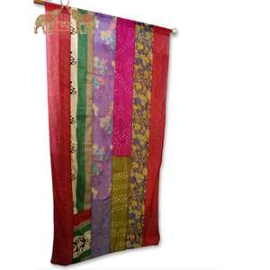 Indian Old <b>Silk</b> Sari Saree Boho-Themed Window <b>Curtains</b> & Valances Elegant Bohemian Decor Drapes - Product Image 4