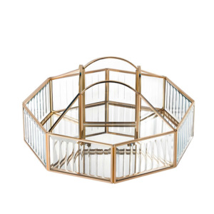 Modern Luxury Gold Framed Flute Glass <b>Tray</b> for Home Makeup Decorative & Storage Organizer <b>Mirror</b> <b>Tray</b> - Product Image 1