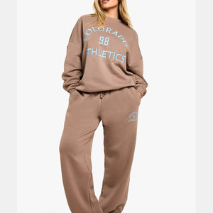 Conjunto de 2 piezas desgastado de suéter y pantalones de primavera e invierno Conjunto de sudaderas con capucha y pantalón en blanco informal Conjunto de Sudadera con capucha para mujer - Product Image 5