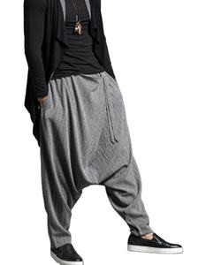 Pantalon sarouel baggy de jogging en coton blanc noir de couleur unie pour hommes avec doublure personnalisée et conception empilée pantalon à entrejambe droit pour hommes - Product Image 5