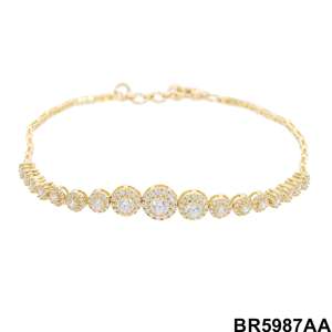 Sofisticada Pulsera de Tenis de Oro de 14K con Racimos de Diamantes Redondos Graduados, Elegantes Brazaletes de Diamantes - Product Image 2