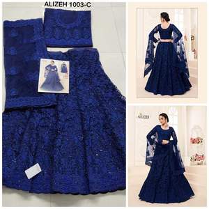 Meilleur tissu nouveauté de haute qualité papillon Net Lehenga Choli avec Dupatta avec fil et pierre travail à la main fournisseur indien - Product Image 5