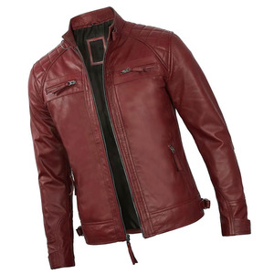 Autumn Winter <b>Men's</b> Casual Zipper Leather Quilted <b>Jacket</b> Breathable Windproof High Quality <b>Long</b> Sleeve Stand Customizable Colors - Product Image 1