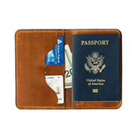 ADIBA OVERSEAS Dompet Paspor Kulit Asli Tempat Kartu Bisnis Desain Tipis RFID Aman Penutup Ritsleting Tombol