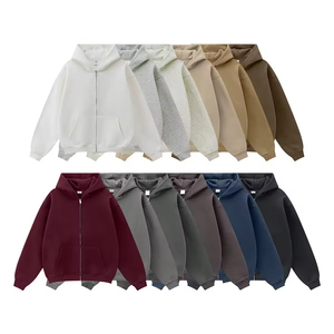 Sweat à capuche unisexe surdimensionné OEM pour homme, broderie personnalisée, polaire épaisse en coton, coupe-vent, éco-responsable, avec fermeture éclair - Product Image 1