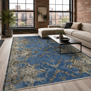 Netline Home Royal Patina Mid Blue Vintage <b>Washable</b> <b>Rug</b> - Product Image 1
