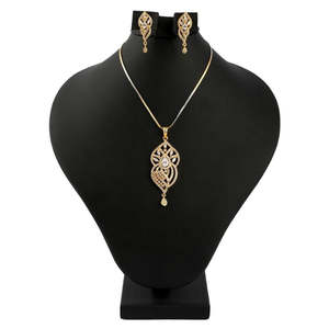 American Diamond <b>Locket</b> Set - Silver & Golden - Product Image 1