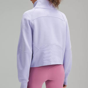 Sweat-shirt à fermeture éclair 1/4 surdimensionné en molleton 100% coton imprimé personnalisé de haute qualité pour femmes - Product Image 6