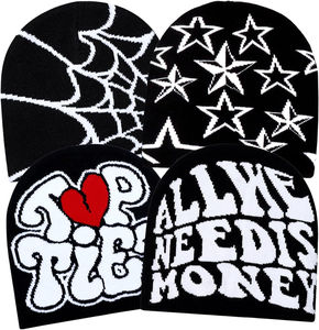 หมวกถักนิตติ้งแบบไม่มีขอบหมวกพิมพ์ลายตัวอักษรผ้าแจ็คการ์ดทั้งตัว2025 - Product Image 5