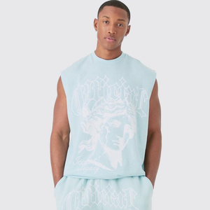 Dernier modèle Ensemble débardeurs et shorts sérigraphiés surdimensionnés au design personnalisé Vêtements de gym et d'entraînement Débardeurs et shorts de plage respirants pour hommes - Product Image 1