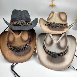 New Custom Western Cowboy Men Outdoor <b>Leather</b> Cowboy <b>Hats</b> Cowboy <b>Hats</b> in Genuine <b>Leather</b> Fashion <b>Hats</b> in wholesale - Product Image 1