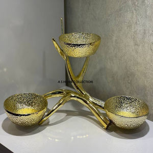 ชามเนื้อเขากวางดีไซน์สีทองแบบตั้งได้ถ้วยเสิร์ฟสามสไตล์ทำจากอลูมิเนียมโลหะ - Product Image 1