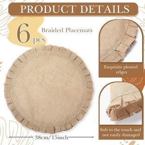 Mantel Individual Decorativo de Primera Calidad, Diseño Redondo con Cuentas de Vidrio, Base de Yute para Fiestas y Otras Funciones - Product Image 5