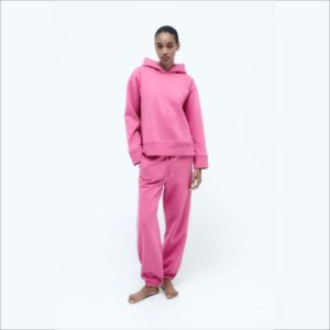 Survêtement pour femme en molleton 100% coton lourd, marron, décontracté d'automne, antibactérien, design 2 en 1, fermeture à cordon de serrage à capuche - Product Image 5