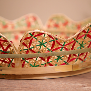 Plateau décoratif en bambou tissé à la main coloré Plateau de service rond en bambou Décoration d'intérieur - Product Image 2