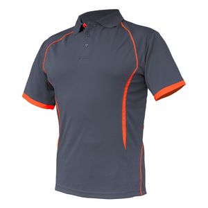 Chemise de travail sportive respirante à col, tricotée unie, haute visibilité contrastée, à manches courtes, pour homme - Product Image 1