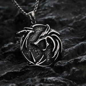 Collar Retro Hip-Hop Witcher para Hombre de yunnique, Colgante de Acero Inoxidable con Forma de Animal, para Regalo, Cadena para Suéter - Product Image 1