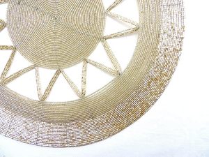 High Quality Champion Gold Glass <b>Beaded</b> Round <b>Placemat</b> Unique Design Table Decoration for Wedding High Quality Mats & Pads - Product Image 5