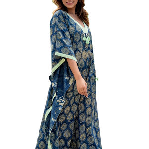 New Style Women Fashionable Printed Casual V-Neck Summer Fashion <b>Loose</b> Fitted Kaftan <b>Dress</b> - Product Image 1