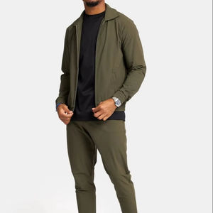 Chaqueta de gimnasio atlética con cremallera completa elástica de cuatro vías de alta calidad para hombres con chándal con bolsillos laterales - Product Image 1