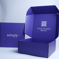 Emballage de carte de visite en carton ondulé imprimé double face violet kraft pour vêtements et affichage du logo des cils
