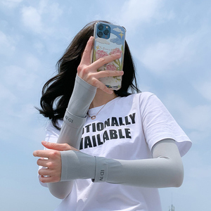 Minceur plaine Upf 50 + glace soie tissu sur manches sport cyclisme pêche Protection solaire solide bras manchon - Product Image 6