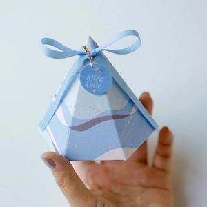 2026 Pyramid Candy <b>Box</b> Muted Pink Terrazzo Wedding Favor Triangle Chocolate <b>Box</b> Reusable Eco-Friendly Ribbon Gift Bag W/Card - Product Image 2