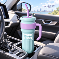 Gobelet isotherme en acier inoxydable 750 ml avec logo personnalisé, poignée et paille, tasse de voyage à double paroi sous vide pour café