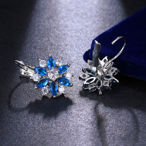 Moq ต่างหูแบบห่วงติดคริสตัลสำหรับผู้หญิงสำหรับงานแต่งงานต่างหูแฟนซีลายดอกไม้เพื่อนเจ้าสาว2ชิ้น - Product Image 3