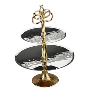 Ensemble de trois présentoirs à gâteaux en métal à un étage avec finition dorée Table à dessert en métal fabriqué par India - Product Image 3