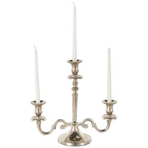 Candelabro de Metal de aluminio plateado, diseño elegante, portavelas de tres velas, centro de mesa decorativo con acento para el hogar - Product Image 2