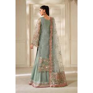 Embroidered <b>Net</b> Unstitched <b>Fabric</b> A-Line Elegant Mother of Bride Dress Material - Product Image 3