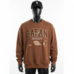 Women Pullover Sweatshirt Cotton Polyester <b>Fleece</b> 300 GSM Soft Touch <b>Brown</b> Custom Applique Logo Women breathable Sweatshirts - Product Image 1