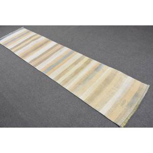 Tapis Moderne en Laine Beige 1.9 X 8.5ft Turc Tabriz Style Rectangle Patchwork Motif pour Adolescent Salon Latex Soutenu - Product Image 4