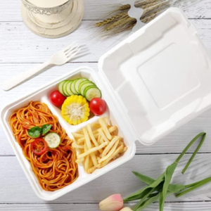 Caja de almuerzo y hamburguesa desechable de tendencia minimalista moderna Tamaños 9X9 y 8X8 3CP Envasado de alimentos de bambú para hoteles - Product Image 6