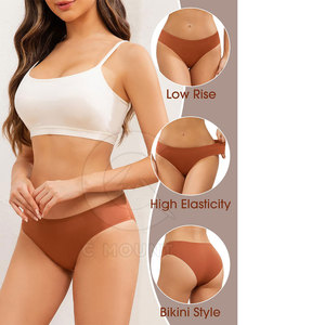 Bragas de mujer de diseño personalizado de alta calidad Color sólido transpirable con tejido de bikini de punto con logotipo personalizado - Product Image 5