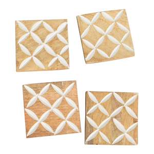 Acacia <b>Wood</b> Heart Shape Coaster Set of 4 with Iron Holder for <b>Coffee</b> <b>Table</b> Decor Housewarming Gift New Home Kitchen Decor - Product Image 5