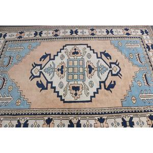 Tapis turc vintage 5,1x7,5 pi (155x228 cm), tapis floral bleu et marron - Product Image 5