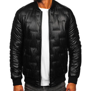 Abrigo de cuero cruzado con cuello levantado insertado en color Abrigo de cuero PU para motocicleta Chaqueta de cuero de primavera - Product Image 1