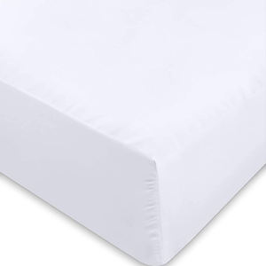Venta directa de fábrica, Sábana bajera blanca para Hotel, 100% algodón, bordado personalizado, ropa de cama para dormitorio King Size, 200TC para todas las estaciones - Product Image 2