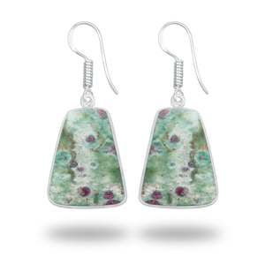 ต่างหูห้อยประดับพลอยรูบี้ฟูไซต์ทำมือ คุณภาพสูง วัสดุทองเหลืองชุบเงินแท้ เครื่องประดับชั้นดีสำหรับเธอ - Product Image 3