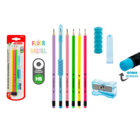 Ensemble de 6 crayons HB avec taille-crayon antidérapant et protecteur Ensemble de papeterie