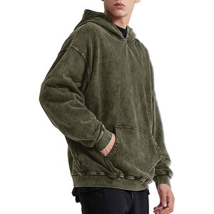 Sweat à capuche homme mode sweat à capuche surdimensionné pour hommes femmes Hip Hop épaule tombante label privé pull à capuche Vintage lavé à l'acide - Product Image 4