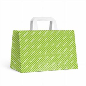 Sac de courses en papier kraft à fond plat Mod. EASY 35+17x26h Cm - Personnalisé, 2 côtés avec soufflets, laminage mat - Product Image 1