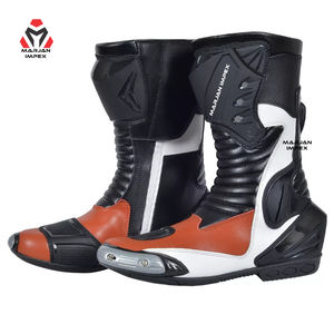 Motorcycle Racing <b>Boots</b> Leather CE Approved Track Riding Footwear with <b>Ankle</b> Protection Anti Slip Sole for Riders Pro Gear Force - Product Image 1