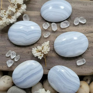 Ágata Suelta de Primera Calidad, Tamaños Variados y Ágata Azul Encaje, Cabujón de Ágata Encaje, Gema Pulida Lisa, 20% de Descuento y Regalo de Año Nuevo - Product Image 3