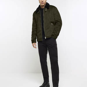 Veste en cuir en fausse fourrure pour hommes de style hip hop à bas prix de haute qualité vêtements vêtements fermeture éclair tenue à la mode veste de motard pour hommes - Product Image 3